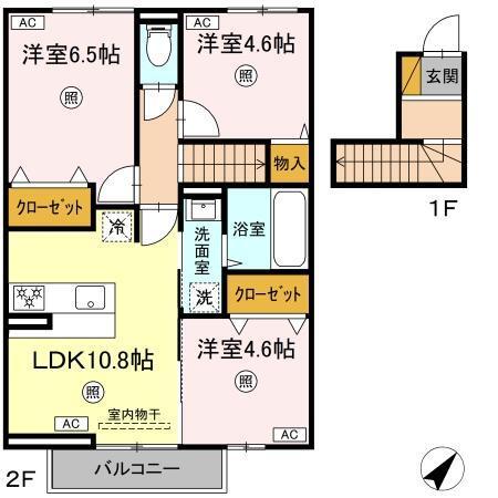 フォレストウッド　A棟（206） 間取り図画像