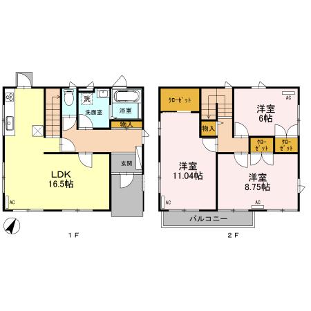 砂新田貸家（1） 間取り図画像