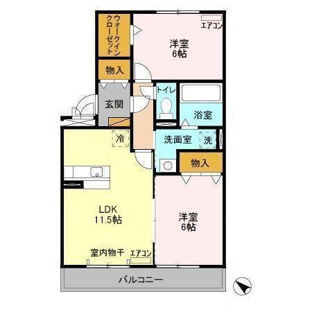 グランドソレイユ　Ａ棟（203） 間取り図画像