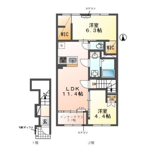 (仮称)我孫子市湖北台新築アパート 間取り図画像