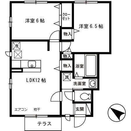プランドール (川越)　Ｂ（101） 間取り図画像
