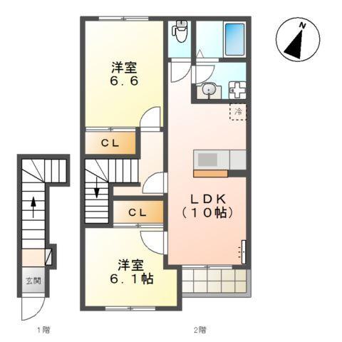 クレア貝塚 間取り図画像