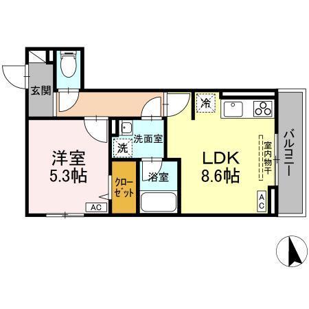 D-ROOM Grass 中町（201） 間取り図画像