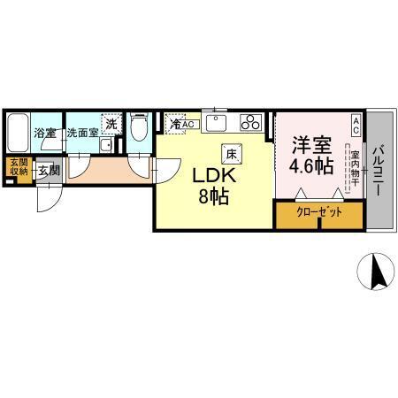D-ROOM Grass 中町（102） 間取り図画像