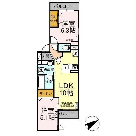 D'Bless宿河原（201） 間取り図画像