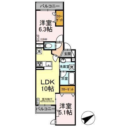 D'Bless宿河原（202） 間取り図画像