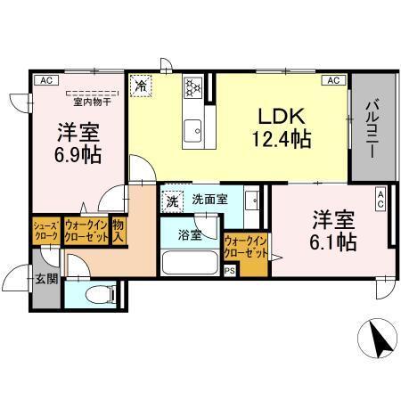 D Paina 宿河原6 Ⅱ（201） 間取り図画像