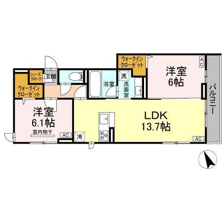 D Paina 宿河原6 Ⅱ（202） 間取り図画像