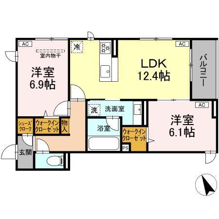 D Paina 宿河原6 Ⅱ（301） 間取り図画像