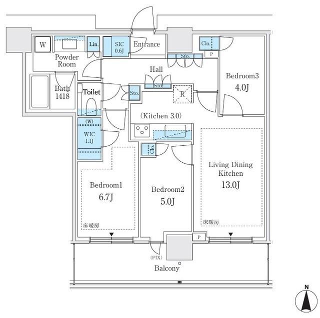 パークシティ中野　ザ　タワー　ブリーズ（1108） 間取り図画像