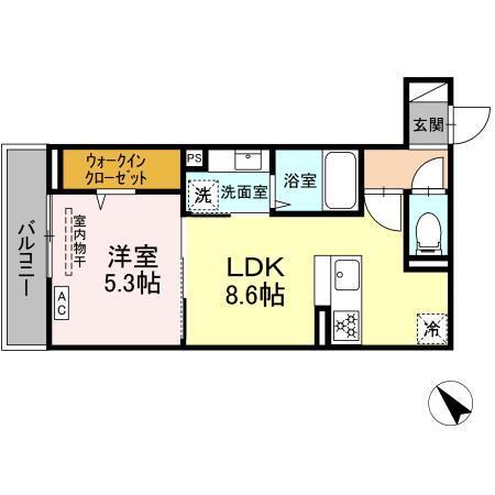 D Paina 千年新町（201） 間取り図画像
