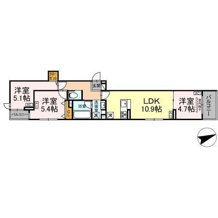 セレスティア一之江（303） 間取り図画像
