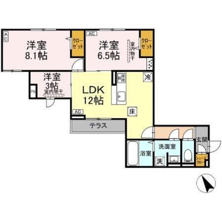 ドムスクレスト森野（102） 間取り図画像