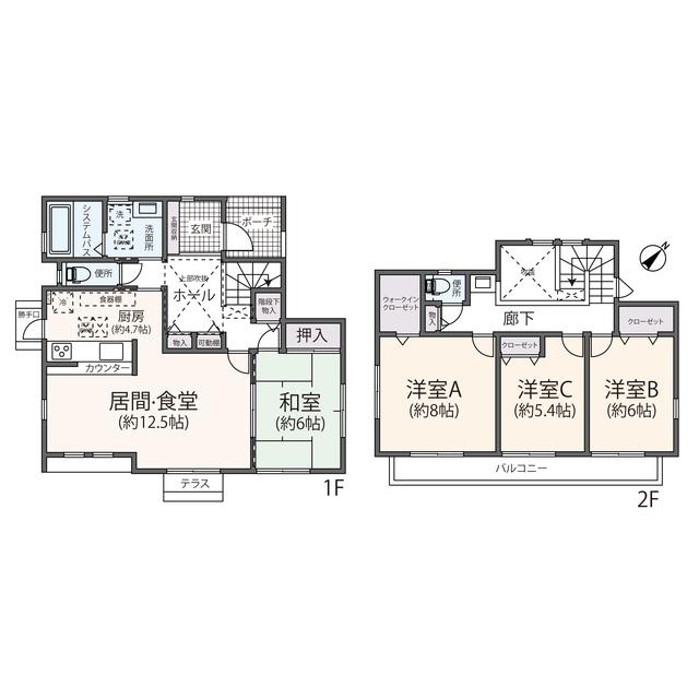 万福寺戸建賃貸住宅E号棟（-） 間取り図画像