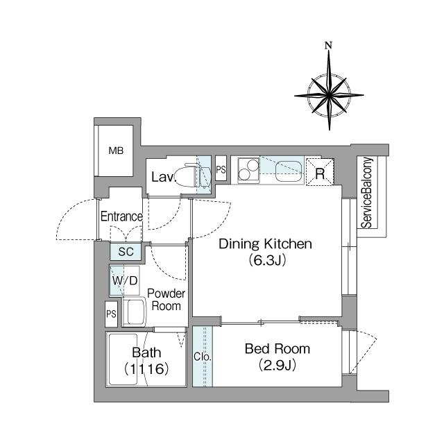 スタイリオフィット新丸子（404） 間取り図画像