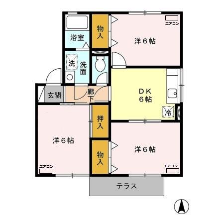 リヴェール高沢　Ⅱ Ａ/Ｂ/Ｃ（C101） 間取り図画像