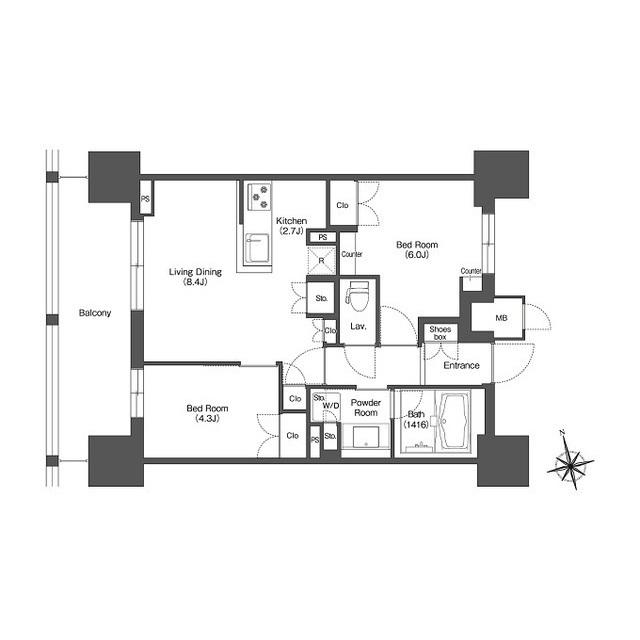 LIBR GRANT 西新宿EAST（1202） 間取り図画像