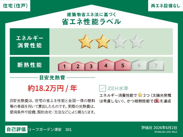 リーフガーデン浦安 省エネ性能表示ラベル