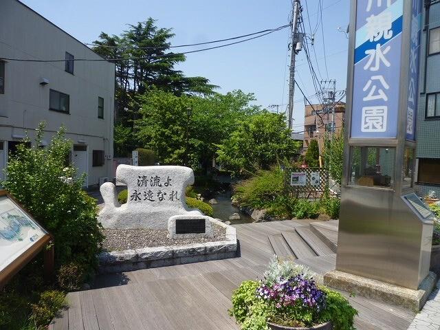 古川親水公園：633m