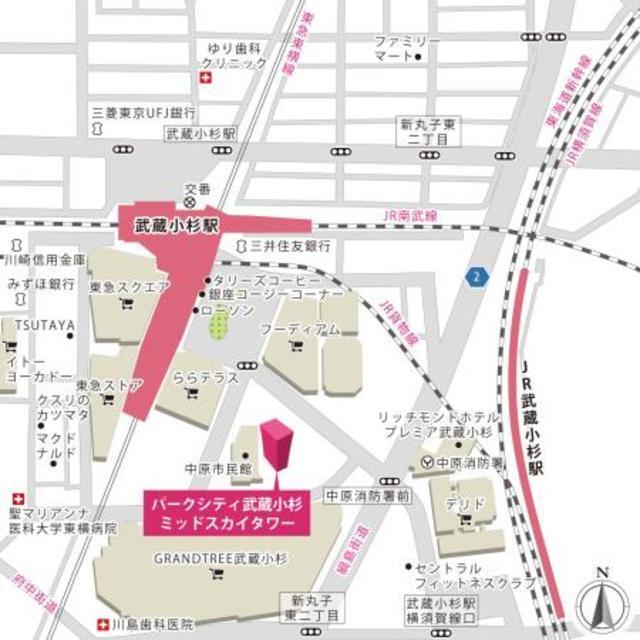 パークシティ武蔵小杉　ミッドスカイタワー（1915） 地形図・案内図