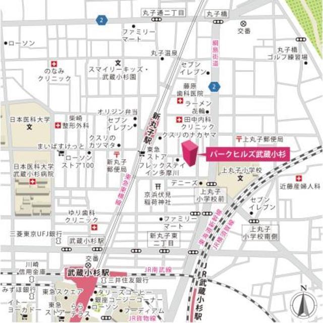 パークヒルズ武蔵小杉（304） 地形図・案内図