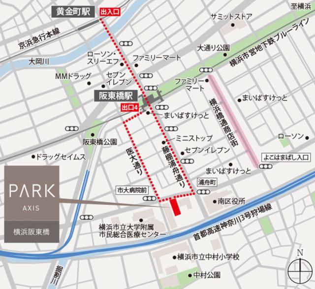 パークアクシス横浜阪東橋（203） 地形図・案内図