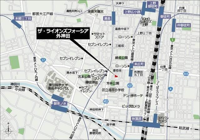 ザ・ライオンズフォーシア外神田（302） 地形図・案内図