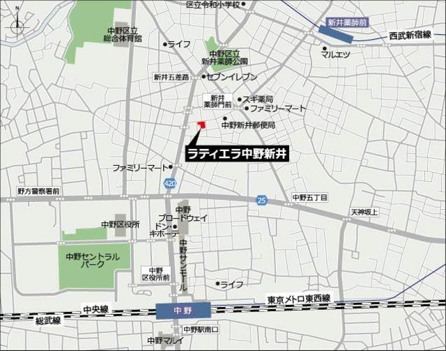 ラティエラ中野新井（101） 地形図・案内図