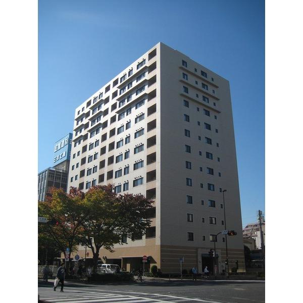 左下に見えるのが桜並木です