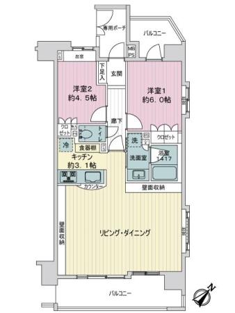 ライオンズグローベル相模大野ラフィナフォート 間取り図画像