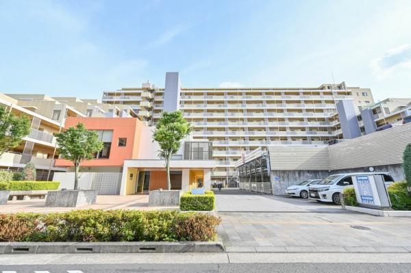 北側外観。前面に歩道が整備され敷地にゆとりがある配棟
