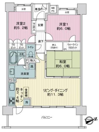 ライオンズグローベル原木中山シティフォレスト 間取り図画像