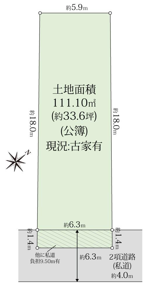 世田谷区下馬三丁目 古家付土地 区画図