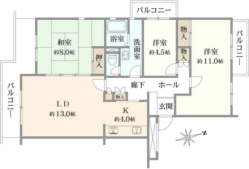 小山田桜台団地92号棟 間取り図画像