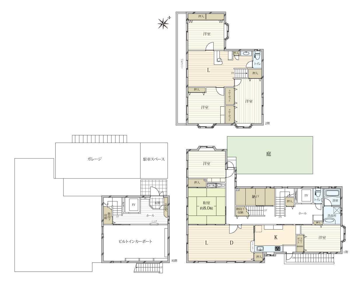調布市東つつじケ丘2丁目　中古戸建て 間取り図画像