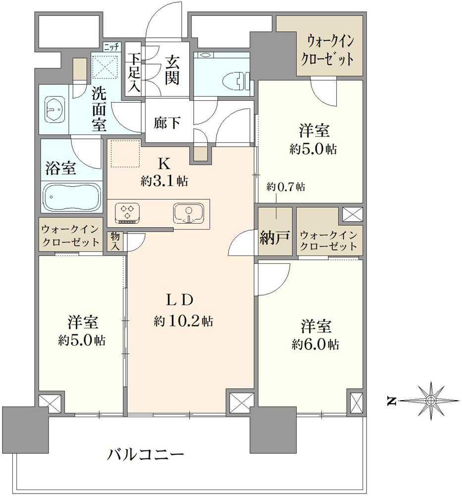 プラウドタワー武蔵小金井クロスイースト 間取り図画像