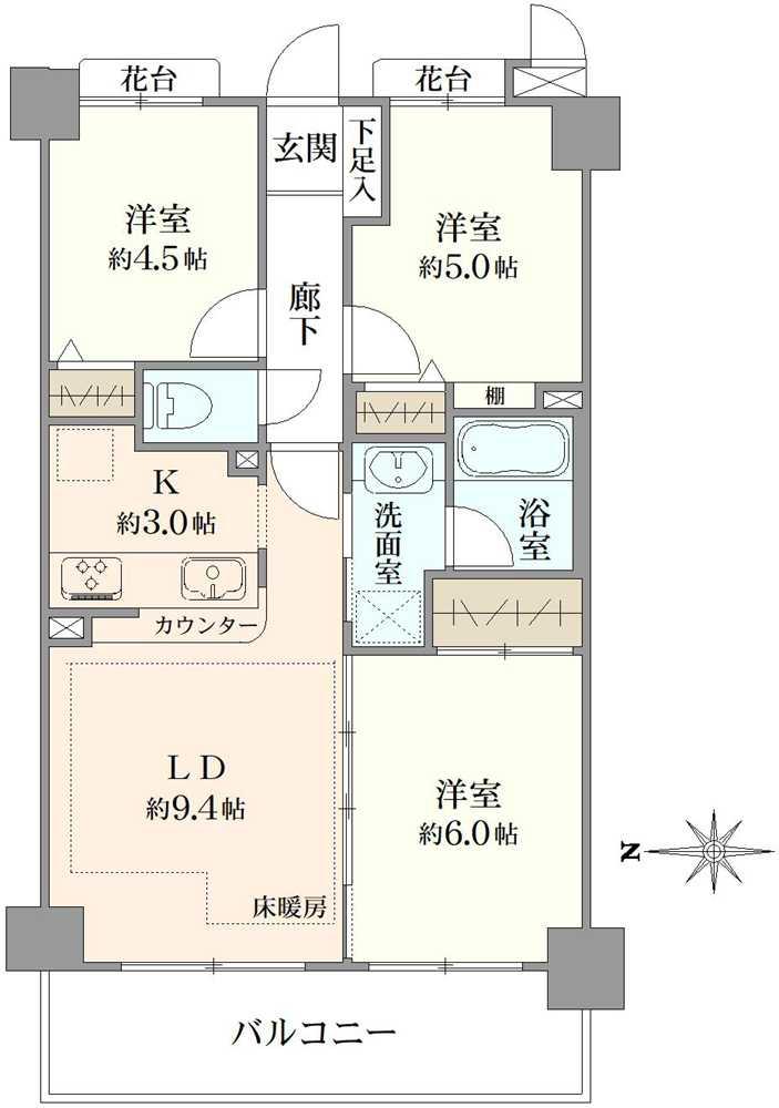 ライオンズマンション西新井高道公園 間取り図画像