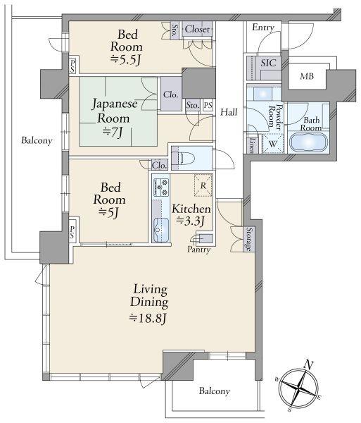 リーフィアタワー海老名アクロスコート 間取り図画像