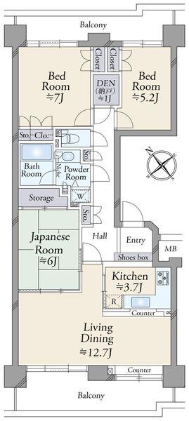 港北ガーデンヒルズＤ棟 間取り図画像