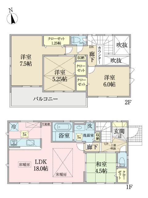 リビング含め、全部屋南側に窓があります。室内の明るさが特徴です。