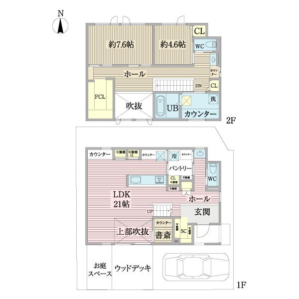 1階54.65㎡2階52.17㎡延床面積106.82㎡