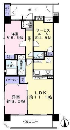 62㎡　2SLDKで収納豊富