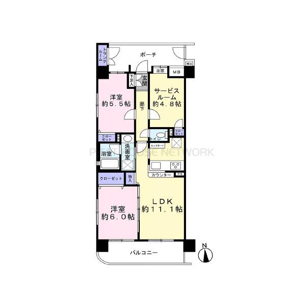 62㎡　2SLDKで収納豊富