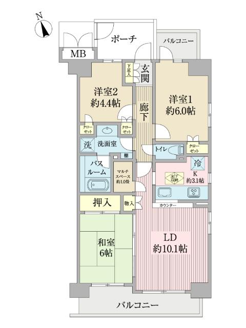 最上階／角部屋／３LDK