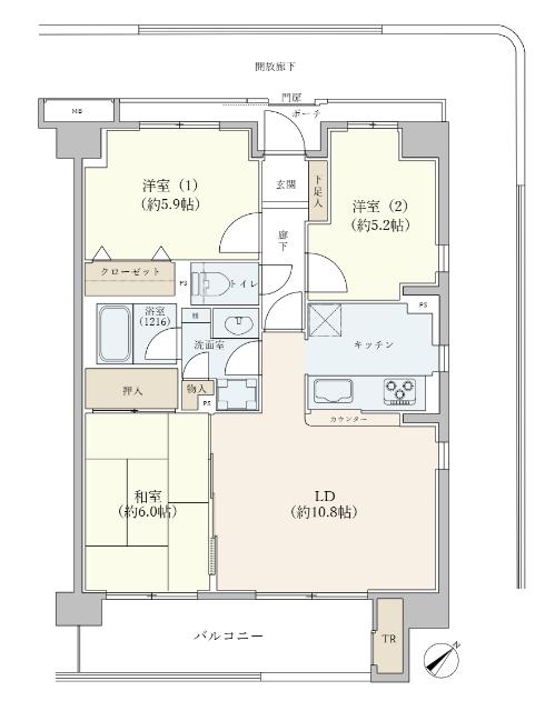 トランクルーム付、角部屋3LDK