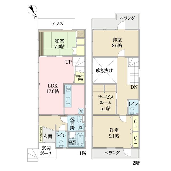 千葉市中央区汐見丘町　中古戸建住宅 間取り図画像