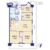 専有面積78.02平米の4LDKゆったりとした間取りです