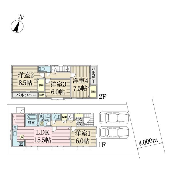 全部屋南向きのお部屋で全洋室は６帖以上のゆとりの間取り