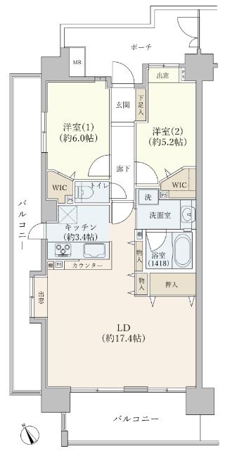 LDK20.8帖（３LDKに間取り変更可能）3面採光角部屋