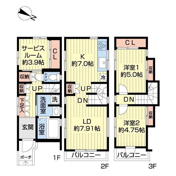 世田谷区千歳台五丁目戸建 間取り図画像